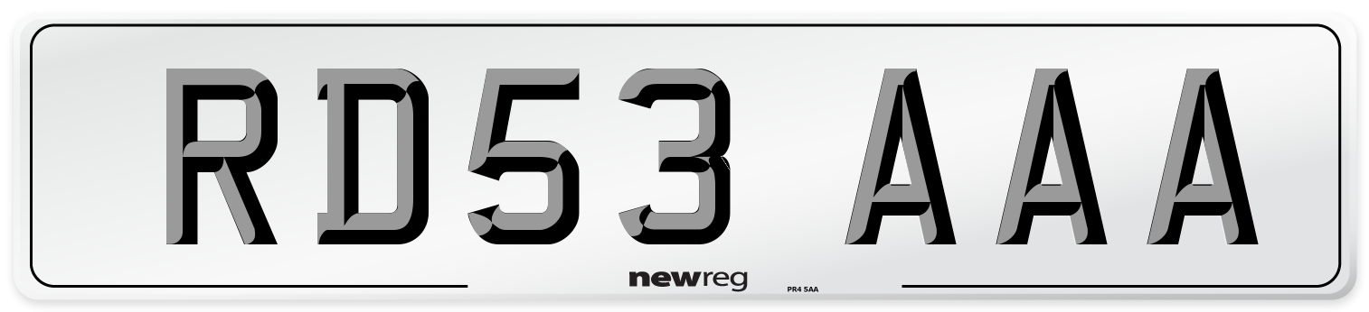 RD53 AAA Number Plate from New Reg